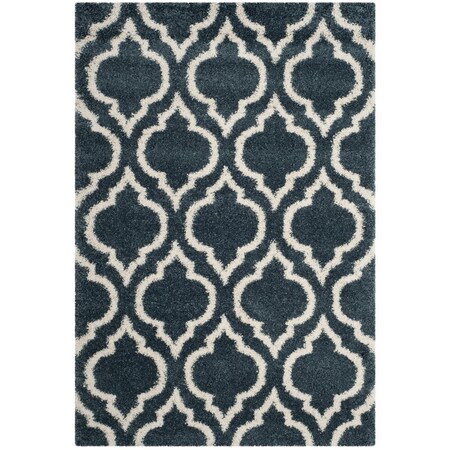 Safavieh 10 x 14 ft. Hudson Shag Power Loomed Rectangle Area Rug; Slate Blue & Ivory SGH284L-10